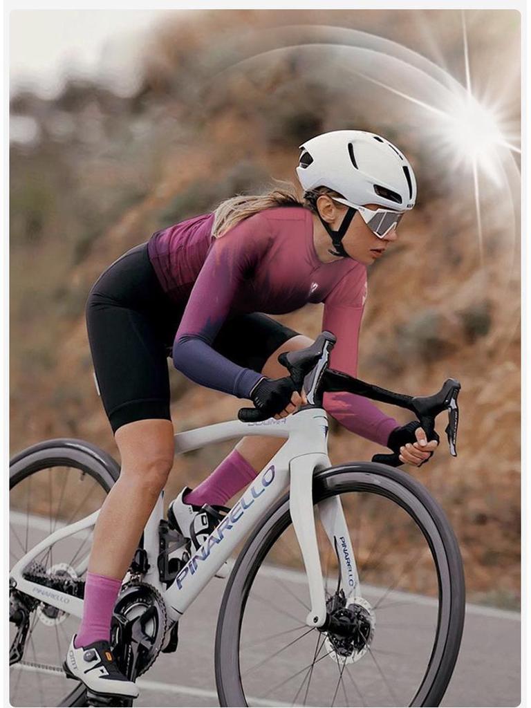 NUCKILY Damen Langarm-Radtrikot - Atmungsaktives Slim Fit mit Sonnenschutz für Frühjahrs-/Herbstfahrten.