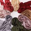 High Quality Premium Satin Hijab Leaf Print Hijab Plain Malaysia Women Scarf Satin Shawl Luxury Silk Satin Wrap