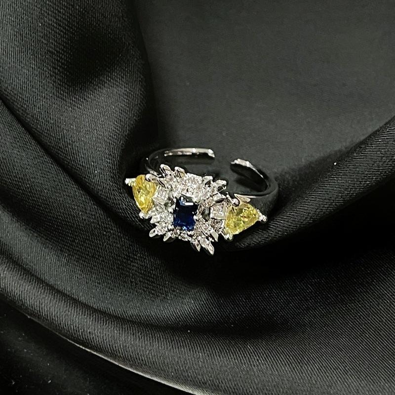 Impression Garden Dopamine Color Zir*****Pen Ring Women'S Niche Design High-End Jewelry Personalized Index Finger Ring