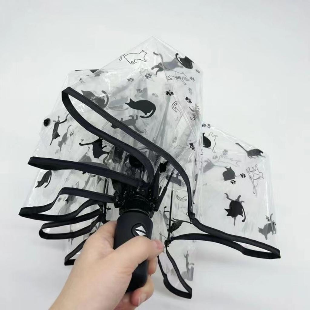 Romantic Poetry Manual Folding Umbrella, Transparent Sunny Umbrella