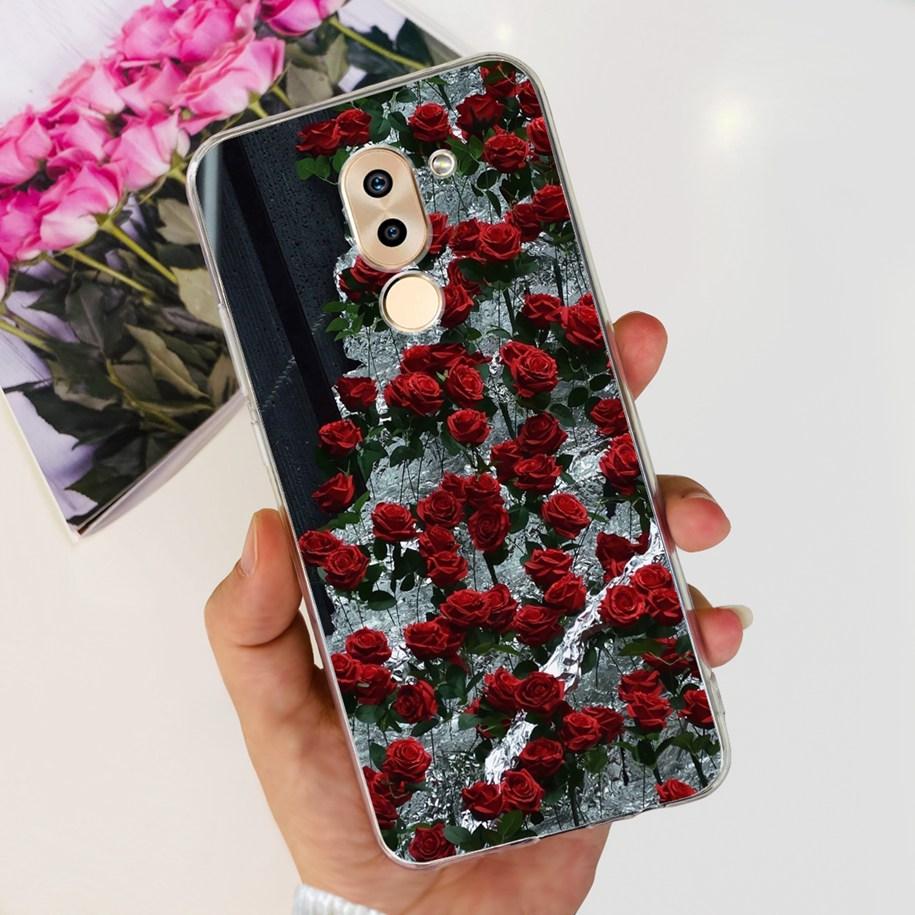 For Honor 6X Case BLN-AL10 BLL-L22 BLN-L21 Cover Fashion Flower Clear Silicone Soft Funda For Huawei Mate 9 Lite GR5 2017 Bumper