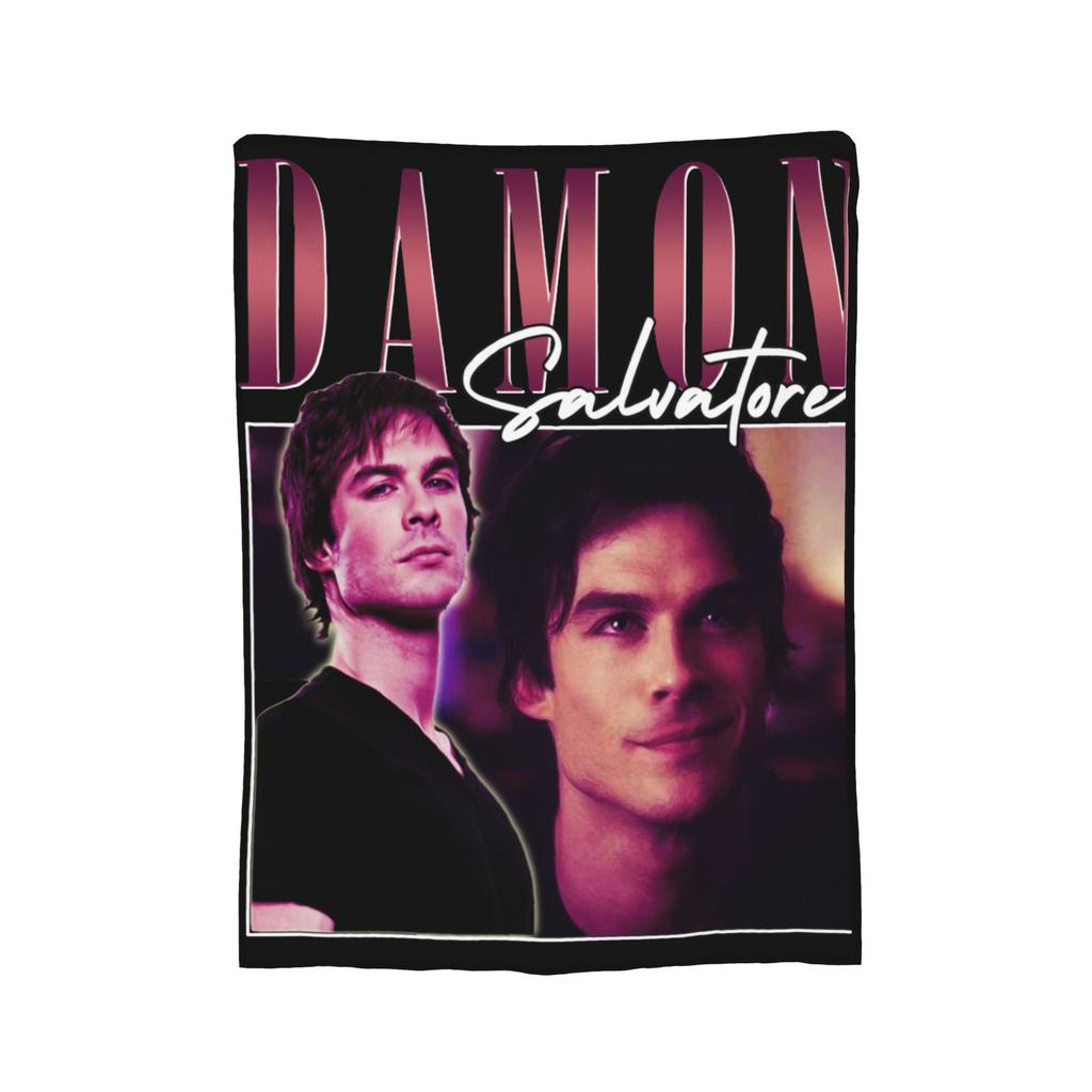 Damon Salvatore Vampire Diares Blankets Flannel Textile Decor  Multi-function Warm Throw Blanket for Bed Travel Plush Thin Quilt
