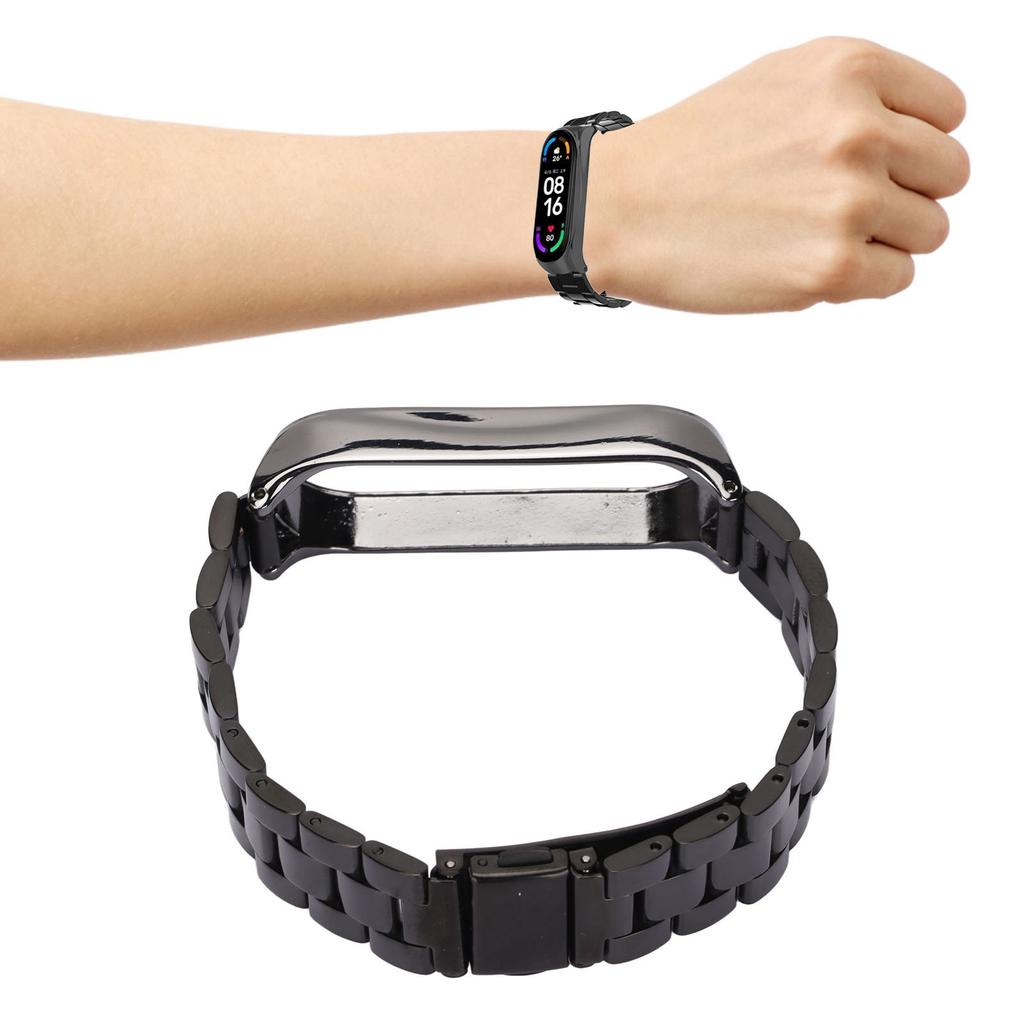 Smartwatch Wrist Band Strap Stainless Steel Anti Lost with Double Folding Buckle for Band 6