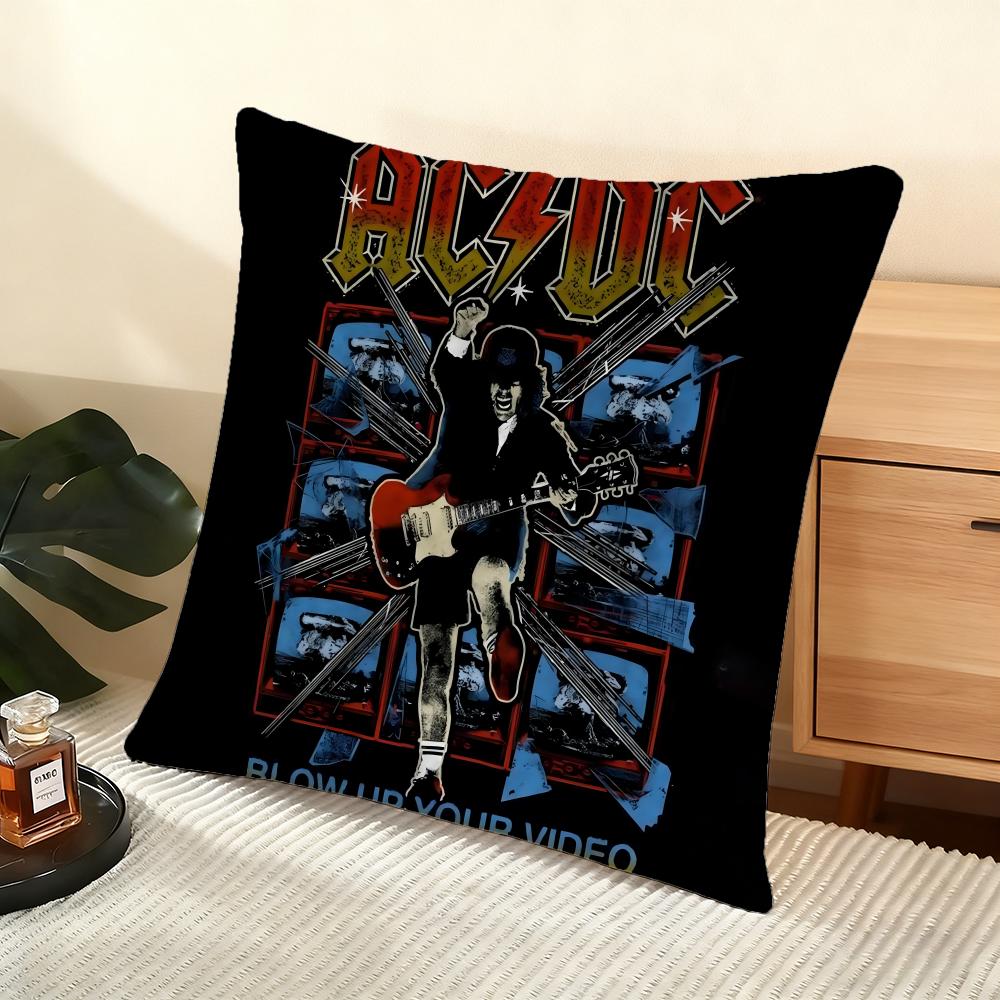 Kuddfodral Silkeslen Kort Plysch Hemmasoffa Kuddfodral - Dold Dragkedja Heminredning A-A-ACDC Rockband