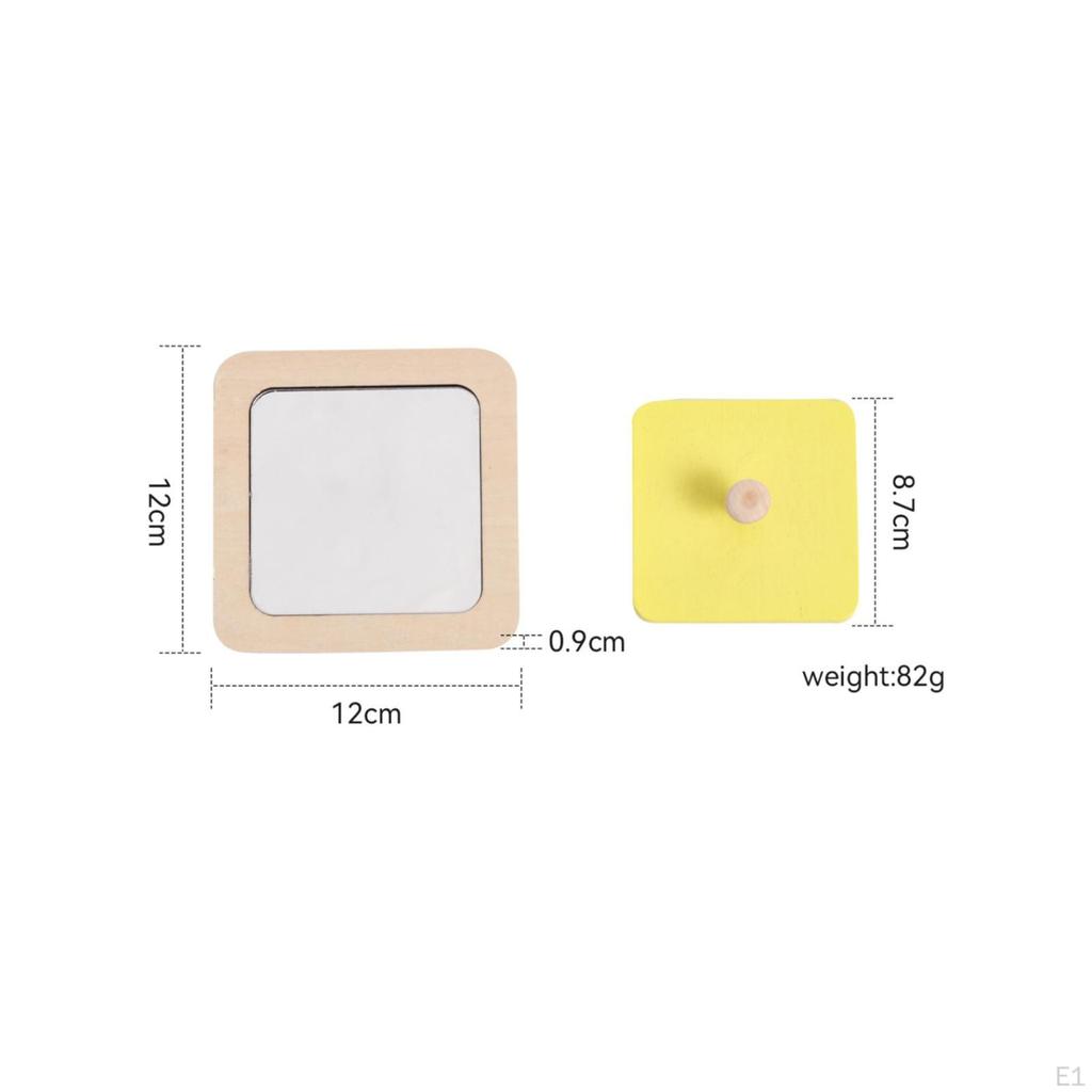 Wooden Mirror with Knob Sensory Educational Toy Fine Motor for Infant, Young Children,