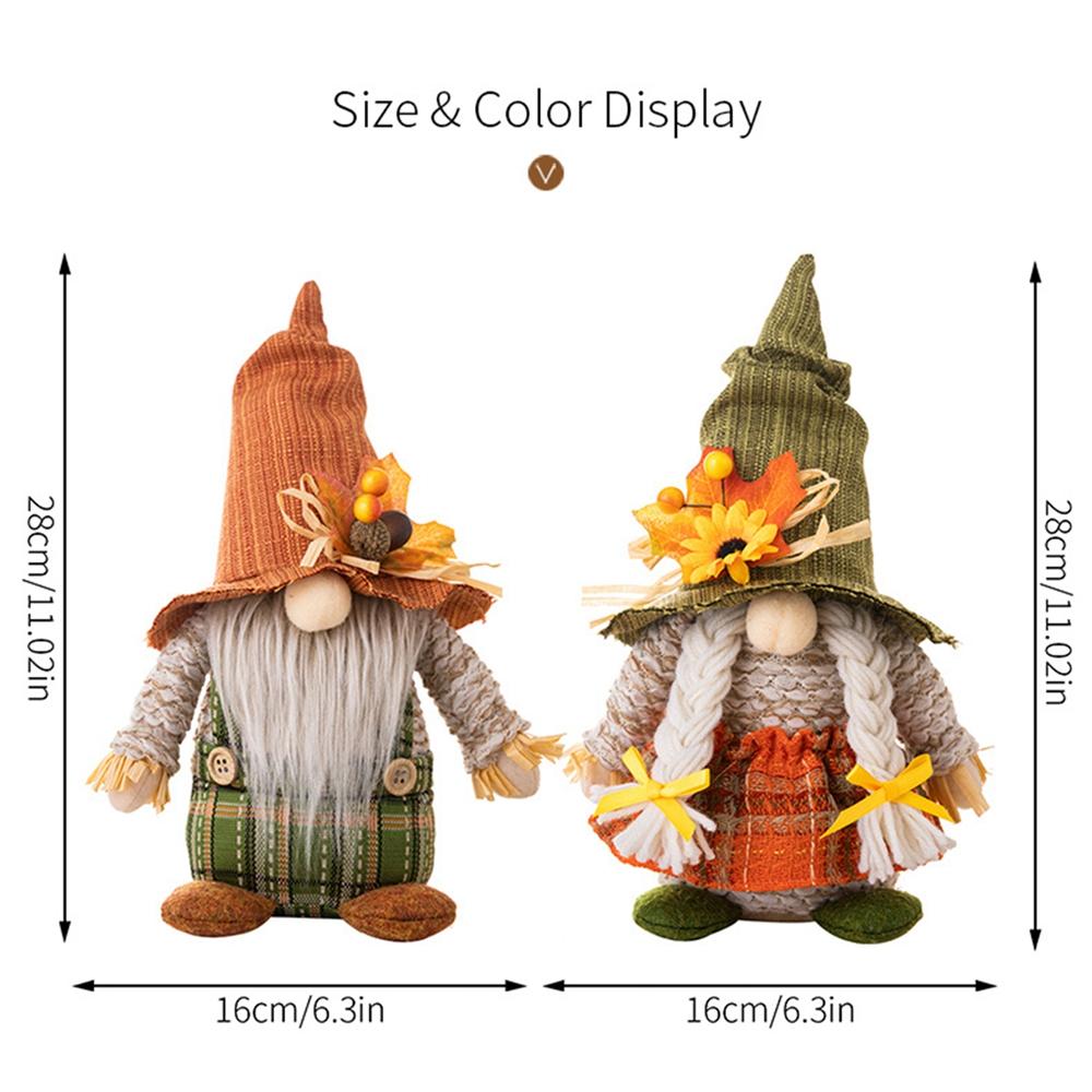 1/2PC Fall Dwarf Elf Dolls Scandinavian Swedish Tomte Gnomes Thanksgiving Decoration Harvest Elf Dwarf with Sunflower Maple Leaf