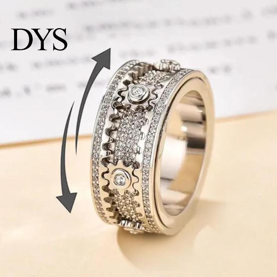 Portable Stress Relief Tool Finger Band Adjustable Anti-Anxiety Fidget Ring Stainless Steel Everyday Wear Reducer Cubic Zirconia Inlaid Rotating