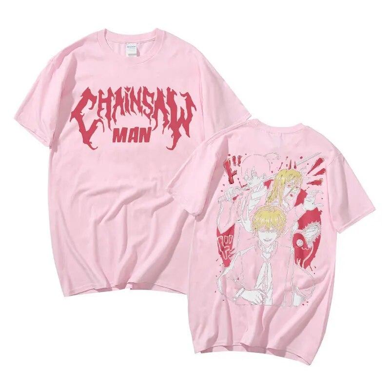 Anime motosserra unissex denji impressão t camisa unissexga streetwear aki hayakawa kon t unissex feminino puro algodão camisetas poder gráfico tshirt