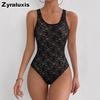 Mode Neuheit Hohe Qualität Durchsichtiger Spitze Ausgeschnitten Sexy Bodycon Strampler für Damen