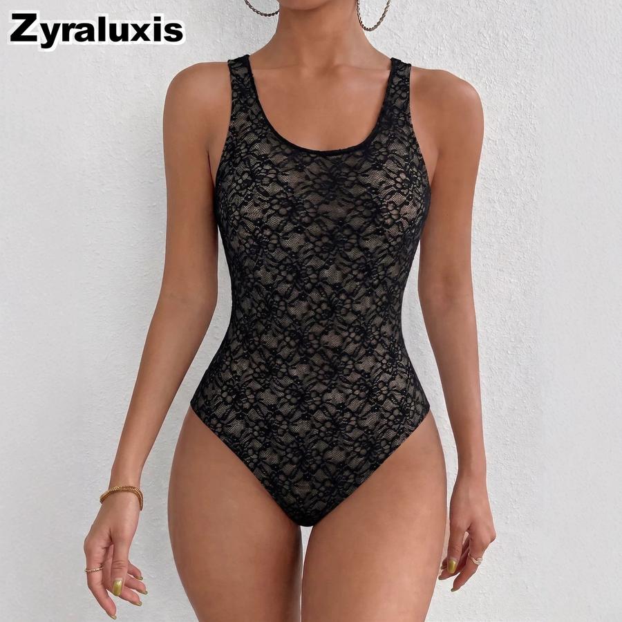 Fashion New Arrival High Quality See-Through Lace Hollow Sexy Bodycon Romper for Women S чёрный