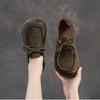 Johnature Genuine Leather Flats Comfortable Versatile Lace Up Commuting Retro Soft Soled Women's Shoes