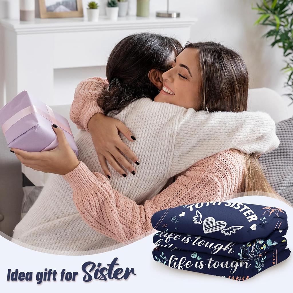 Sister Gift - Sister Blanket, Sister Gifts from Sister Brother- Best Sister Birthday Gifts, Unique Sister Gifts, Gifts for Sister on Christmas,