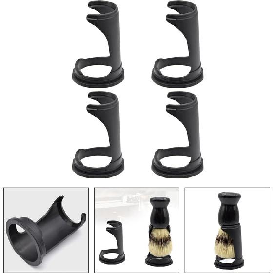 4Pcs Black Shaving Brush Stand Holder Set for Men's Grooming Non-Slip Base for Organized Storage and Easy Access