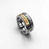 Adjustable Open Ring Men Women Vintage Chinese Style Copper With Tian Guan Ci Fu Inscription Retro Geometric Design