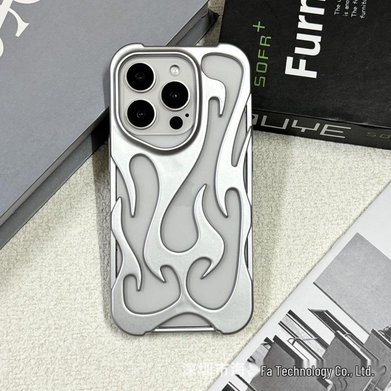 Apple 17 Pro Max Flame Heat Dissipation Case: Hollowed-Out, Frosted, Electroplated, Drop-Proof for iPhone 16/15.