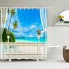 Outside The Window Seaside Scenic Beach Shower Curtains Bathroom Curtain Frabic Waterproof Bath Curtains For Bathroom 180X180Cm