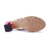 Johnature Retro Three-dimensional Flower Colored Fashion Slippers Genuine Leather Printed Coarse Heel Sandals