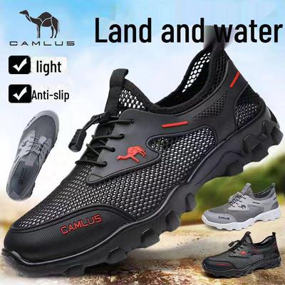 Men's Summer Breathable Mesh Hiking Shoes - Non-Slip, Wear-Resistant, Casual Sports Wading Footwear.