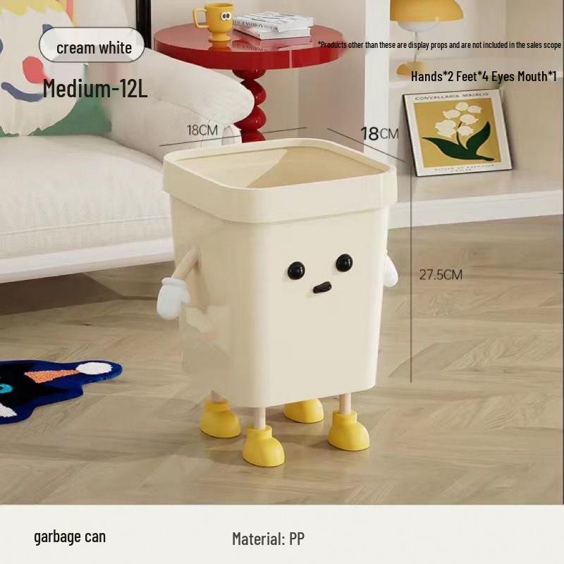 Creative & Cute Cartoon Trash Can - Large Capacity Wastepaper Basket for Kids' Bedroom or Bathroom
