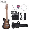 Muslady 28 Inch Kids Children ST Electric Guitar Kit Maple Neck Paulownia Body with Mini Amplifier