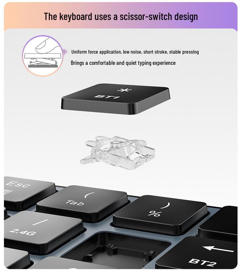 K23 Dual-Mode Wireless Mini Keyboard: Silent, Rechargeable, Bluetooth-Compatible for Computers and Laptops.