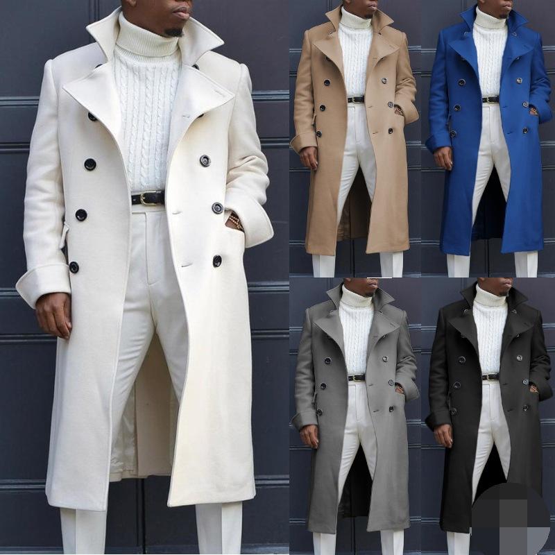 Autumn Winter Men's Fashion Coat British Baggy Coat Mid-Length Trench Coat Casual Daily Comfortable