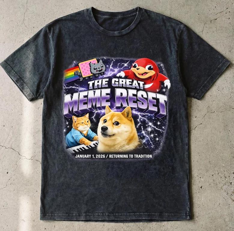 Great Meme Reset 2026 Shirt, Funny Internet Meme Tee, Vintage Washed Graphic S
