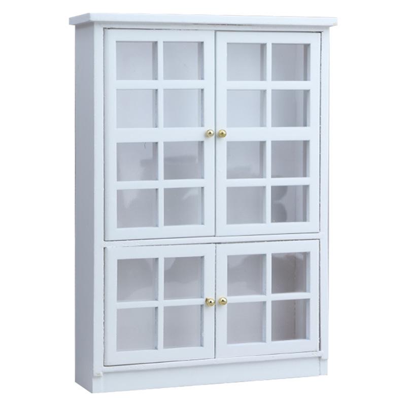 1:12 Scale Dollhouse Simple White 3-Tier Bookshelf Cabinet with Bowl белый