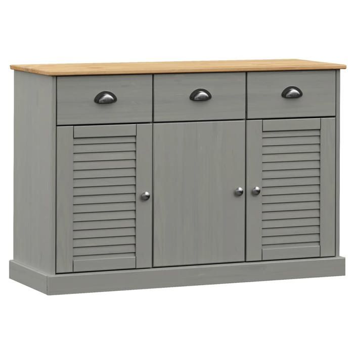 VidaXL Buffet with Drawers VIGO 113x40x75 Cm Grey Solid Pine Wood 353192