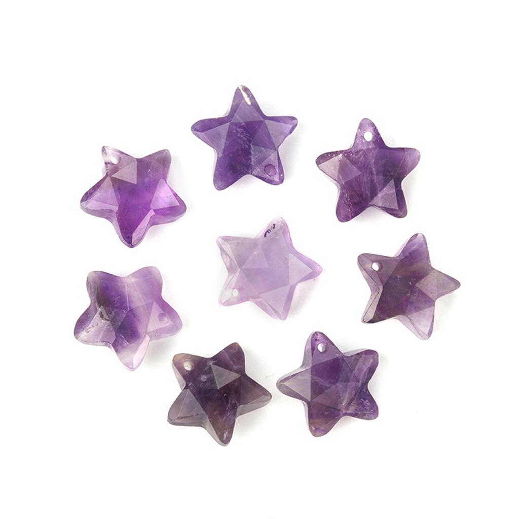 8Pcs/Pack Faceted Natural Stone Beads with Holes Handmade Star Shape Loose Beads for Jewellery Making DIY Necklace Bracelet Accessories Gifts 14x14mm