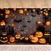 1pc Jack-o'-lantern Wooden Background Fabric Banner Suitable for Halloween Decoration Secret Room Decoration Anniversary