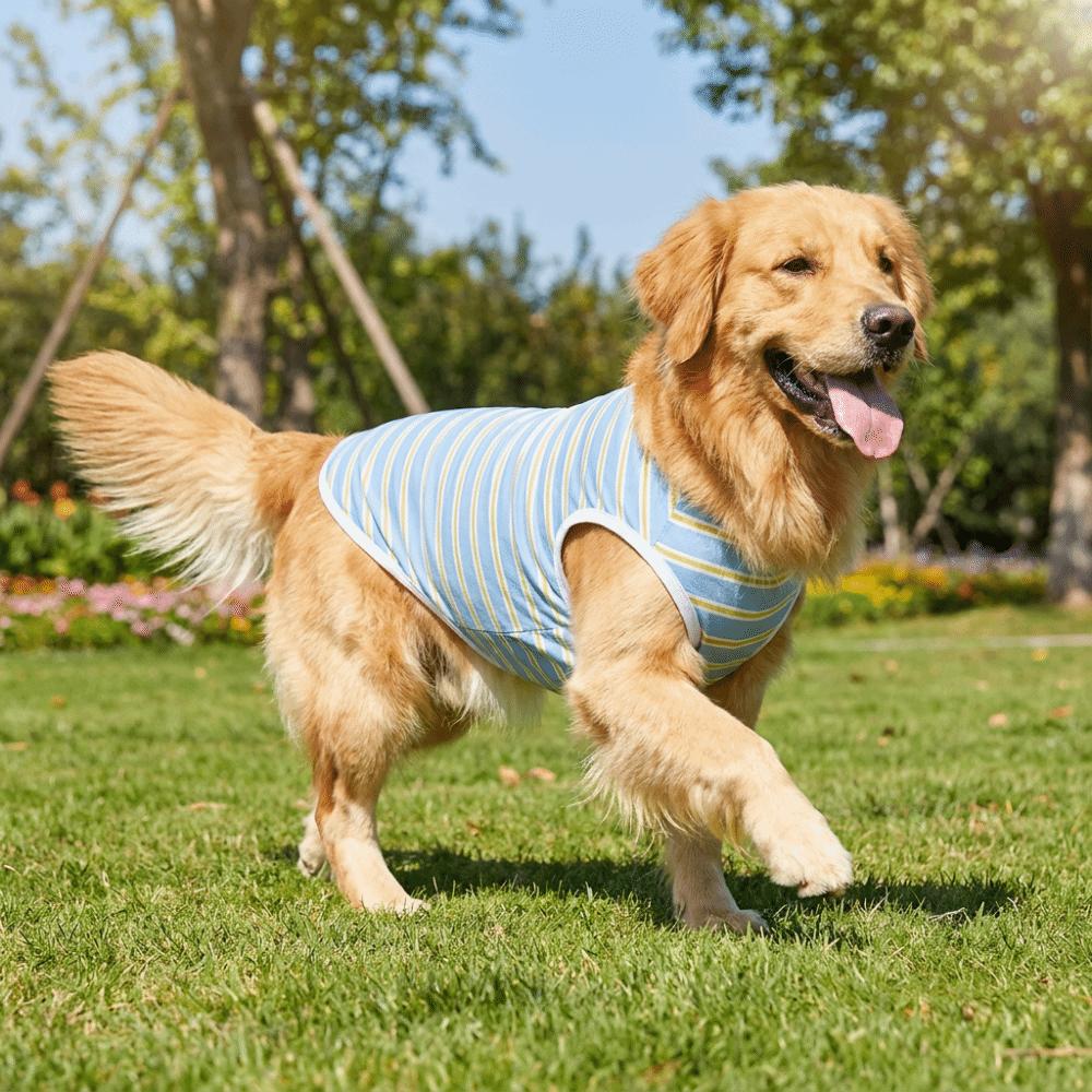 Soft Dog Cooling Vest Round Neck Dog Sunscreen Vest Fashion Pet Striped T-Shirt Home Clothes