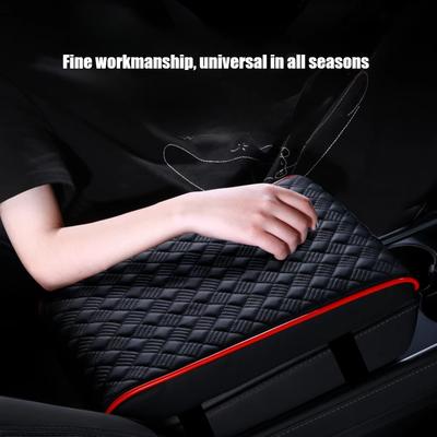 Diamond Embroider PU Leather Car Center Console Pad & Riser Cushion - Comfortable, Wear Resistant Universal Armrest Cushion