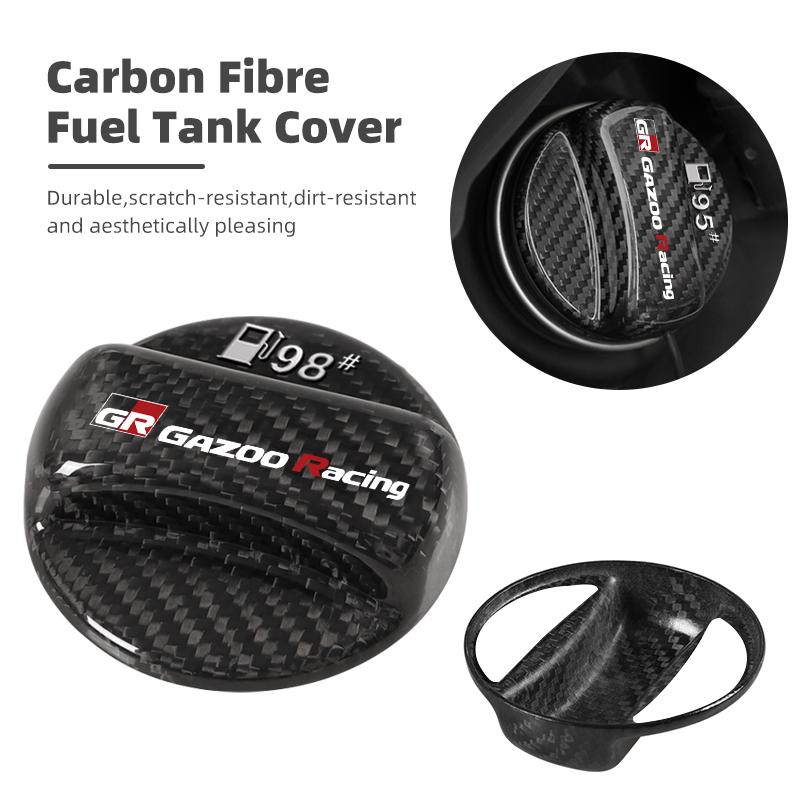 Vdcp6 Real Carbon Fiber Gas Fuel Tank Cover Oil Filler Dustproof Cap For Toyota GR GAZOO RACING Prado Yaris Hilux Corolla Prius Avensi