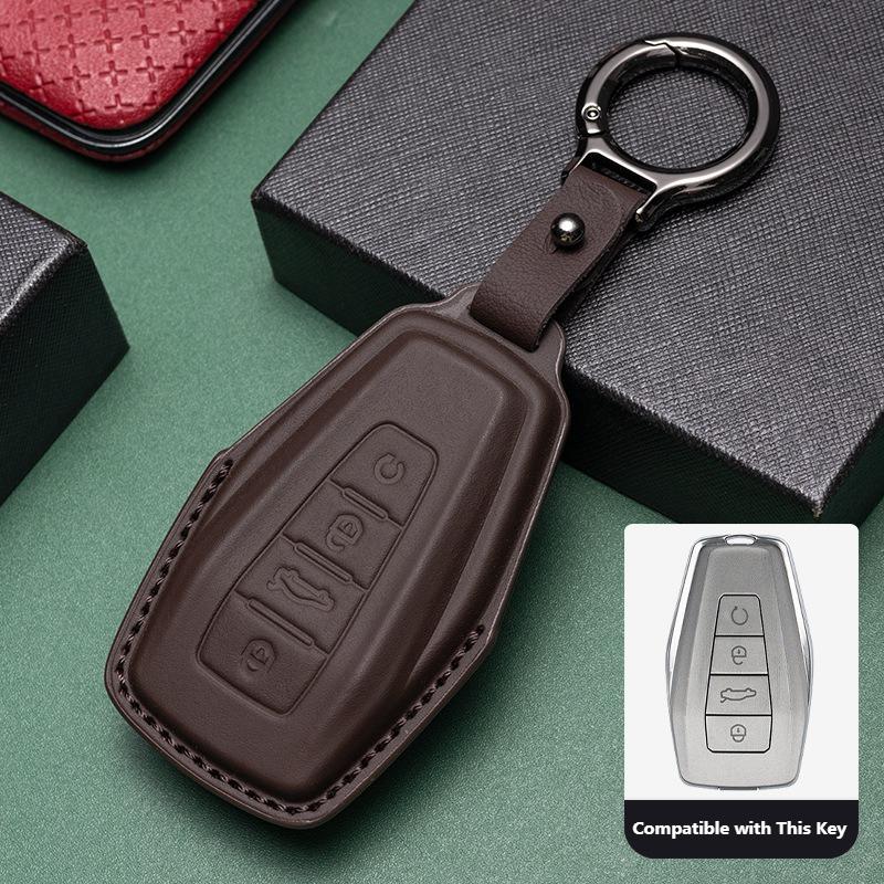 Leather Car Key Case Cover For Geely Emgrand X7 EX7 Coolray 2019 2020 Car Key Holder Shell Accessories
