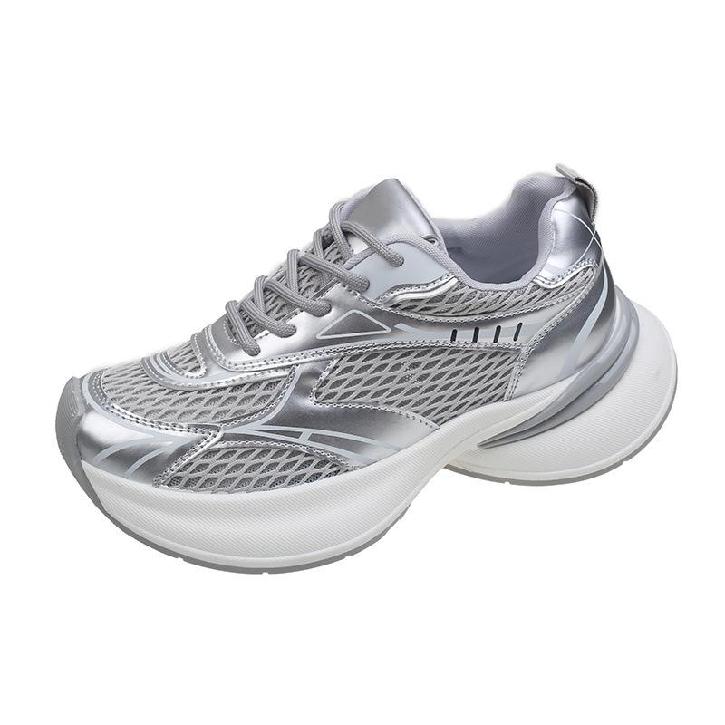 Thick-soled Dad Shoes, New Spring and Autumn Thin Breathable Mesh Heightening, Little White Casual Sports Shoes