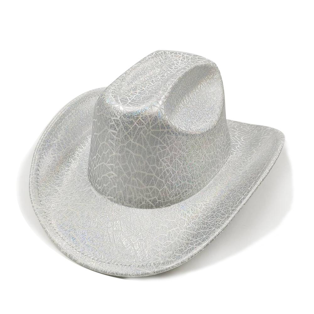 Color Blocks Laser Cowboy hat Western cowboy men and women retro party stage party Cowboy hat outdoor knight hat Wholesale