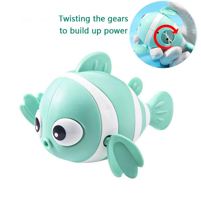 Summer Kids Bath Toys Clockwork Clownfish & Dolphins Swimming Water Play Set Classic Beach Fun Educational Toy for Baby Children
