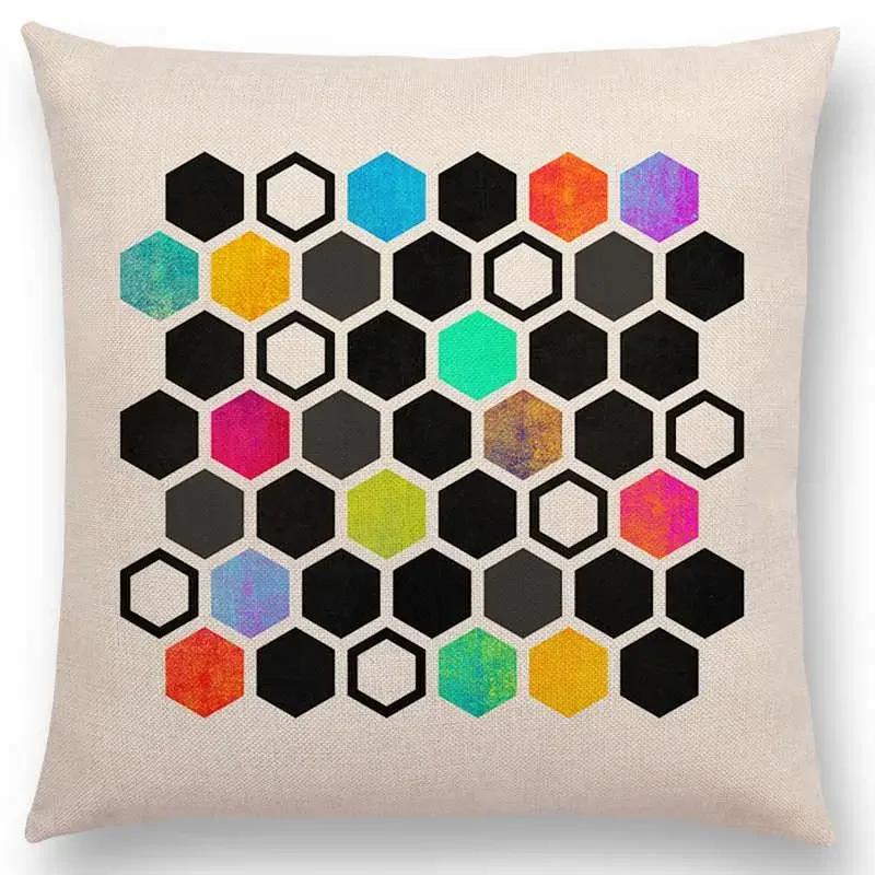 New Abstract Colourful Geometric Pattern Dreamlike Square Round Triangles Sector Diamond Gorgeous Cushion Cover Car Pillow Case