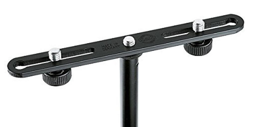 K&M Microphone Stand Mic Bar, for Two Microphones, Sliding Mounting Position, 235/5