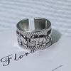 Korean Retro Ethnic Elephant Wide Band Ring In Aged Thai Silver