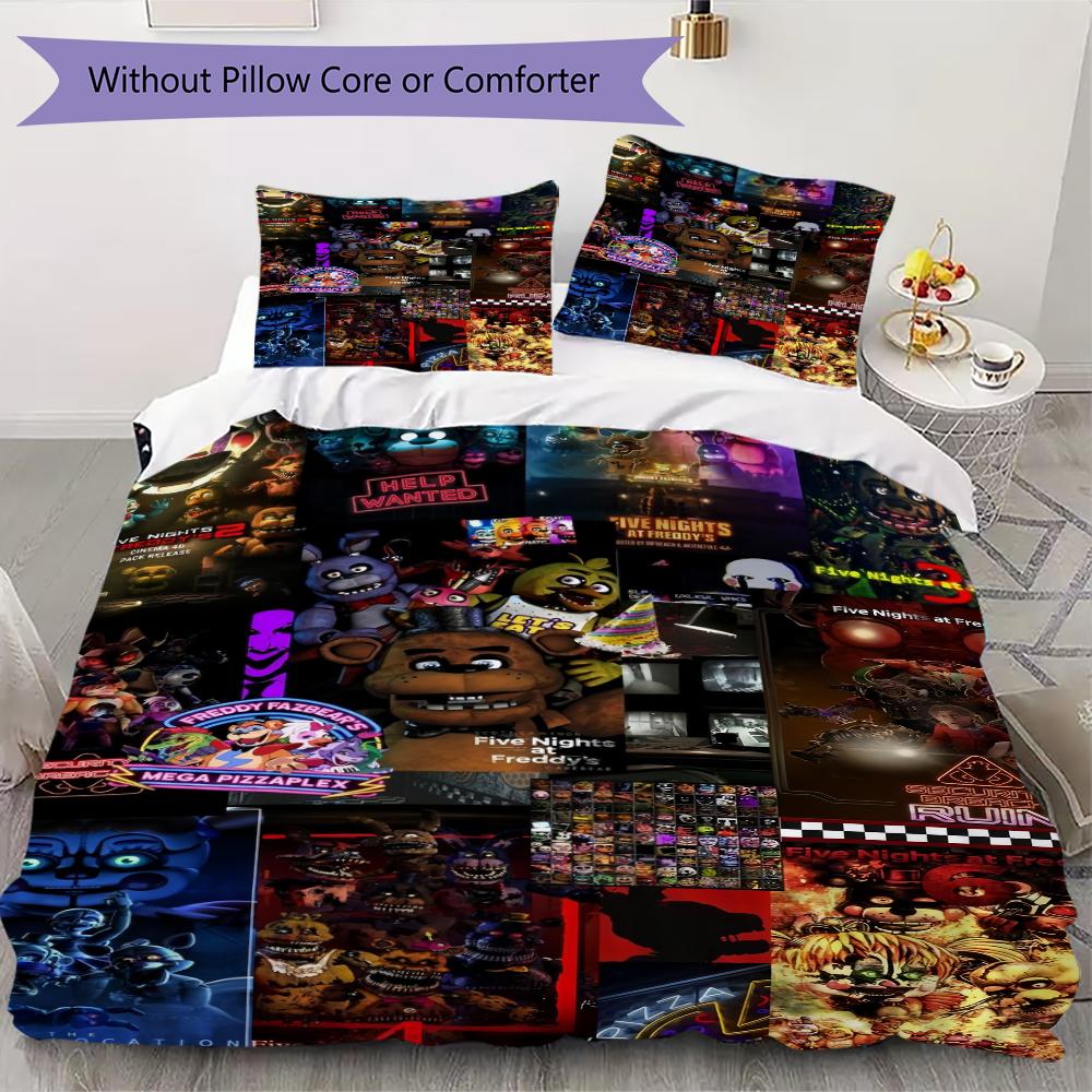 Five Creepy Nights Freddy'S Bedding Without Core 1 Duvet Cover 2 Pillowcase Without Core Soft And Comfortable Christmas Birthday Gift