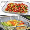 KEMORELA Stainless Steel BBQ Vegetable Basket Square Grill Drain Frying Outdoor Cookware for Charcoal Barbecue 1 Piece