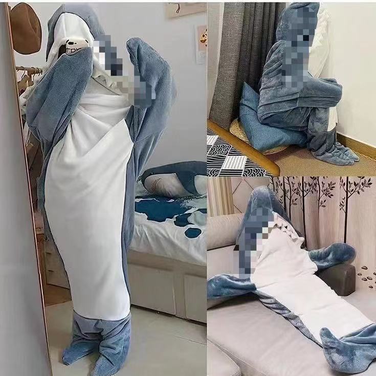 Shark sleeping bag, super soft flannel shark hoodie, orca loose jumpsuit