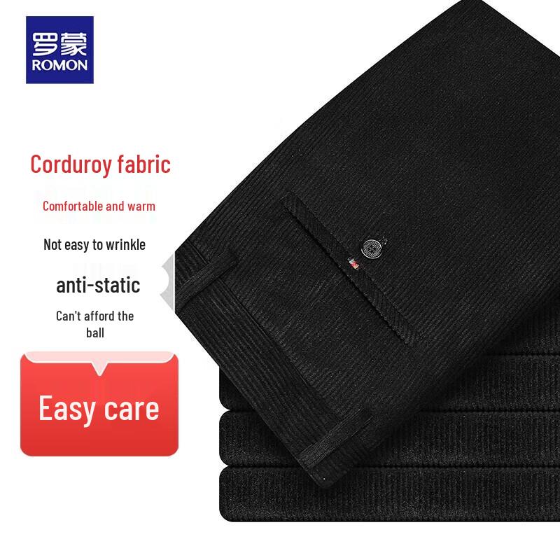 ROMON Men's Corduroy Casual Straight-Leg Pants