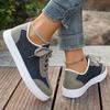 Fashion Women's Fashion Lace Up Casual Sneakers Blue Denim Mix Color Flat Shoes Woman Lightweight Non Slip Sports Shoes Plus Size 36-43