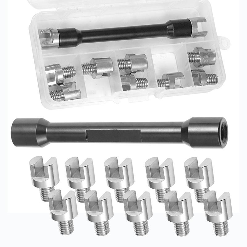 Complete Spoke Wrench Set for Motorcycles 10 Interchangeable Sizes in Steel with Portable Dustproof Storage Case