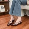2025 summer new bag head cool slippers women's rear empty single shoes thick heel high sense French high heels are not tired