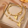 Stainless Steel Combination of Two Sets of New Light Luxury Retro Heart-shaped Irregular Chain Women's Zircon Daily Matching