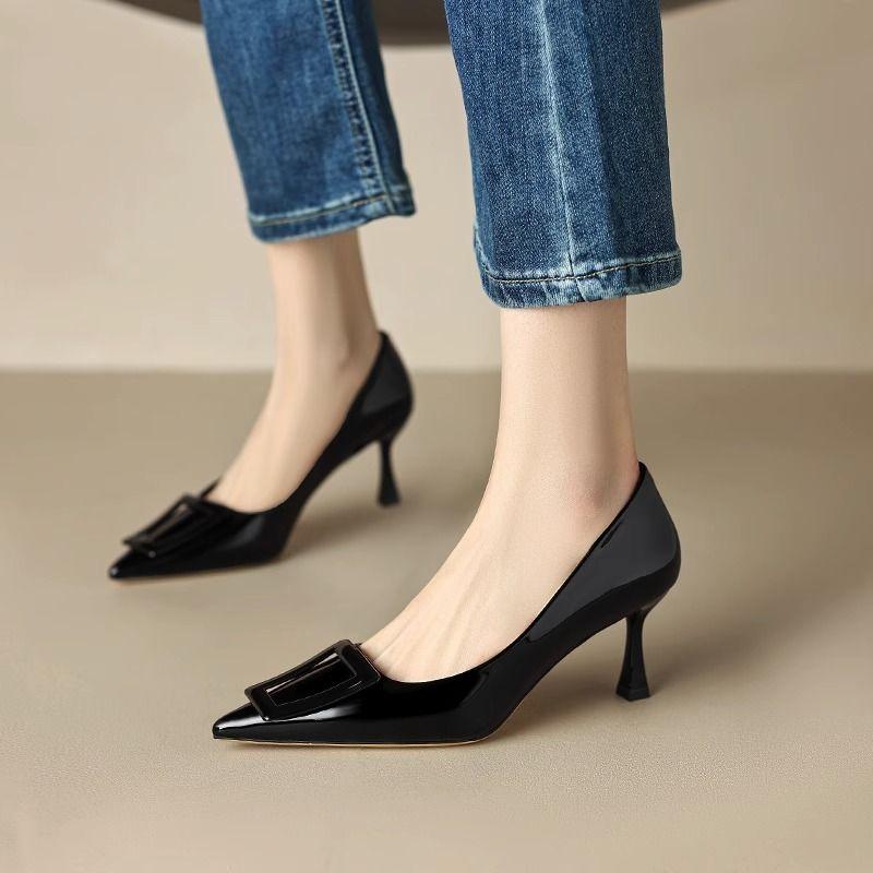 Fashion Office Pointed Toe With Medium Heels Shoes for Women Spring and Autumn Y2k Korean Style Wholesale Young Woman Pumps On Promotion